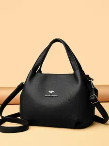 Women's PU Leather Handbag, Fashionable Simple Retro Solid Color Design, Versatile Bag for Daily Commuter Shopping and Work, Trendy Commuter Purse, Casual Commuting Handbag