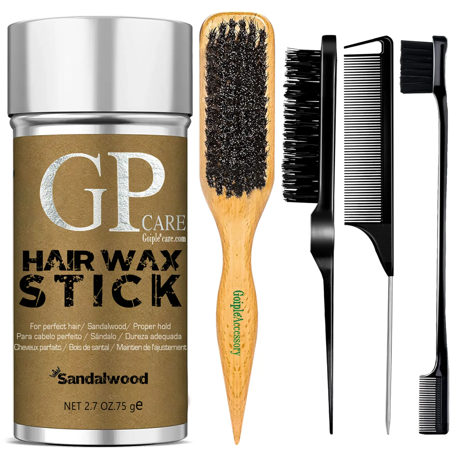 Hair Wax Stick Set, 4 Counts Long-lasting Fly Away Tamer Zero Crunch FlakesEdge Slick Pomade for Baby Hairs Natural Hold Gel Haircare Smooth