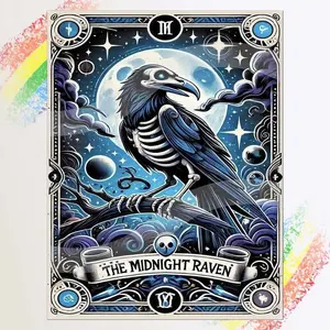 1pcs 5D DIY diamond painting kit, 5D diamond art set, DIY decoration, Midnight Crow diamond painting kit full round drill DIY, mosaic, diamond art, Diamond pattern design, suitable for Halloween