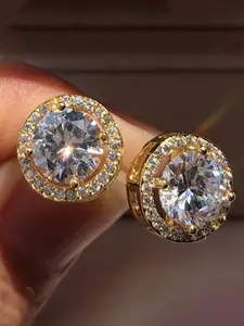 Fashion Round Zirconia Decorated Stud Earrings, Fashion Jewelry for Party, Daily Clothing Decor, Trendy All-match & Exquisite Jewelry for Birthday Gift, High Quality Earrings, Artificial Zirconia Earrings
