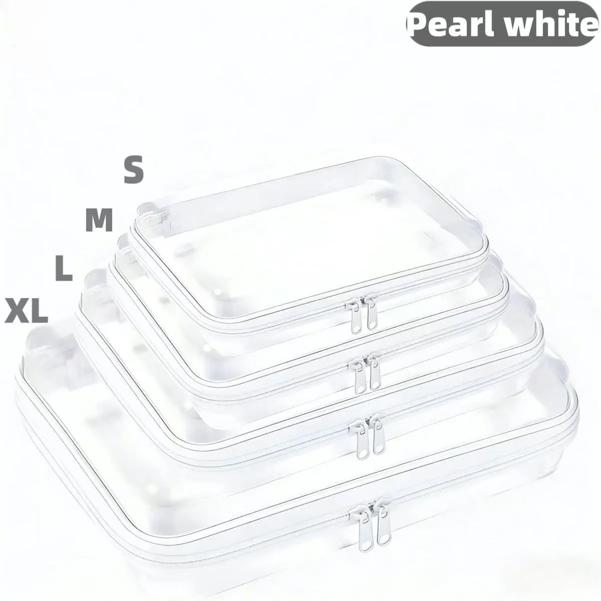 4Pack Clear Hard PET Zipper Organizer Storage Box - Back to School Stuff, Travel Packing Cube Bag Organizers for Tools, Small Objects, Makeup, Jewelry, Toys (Portable Set), travel makeup bag, clear toiletry bag, pvc organizer box