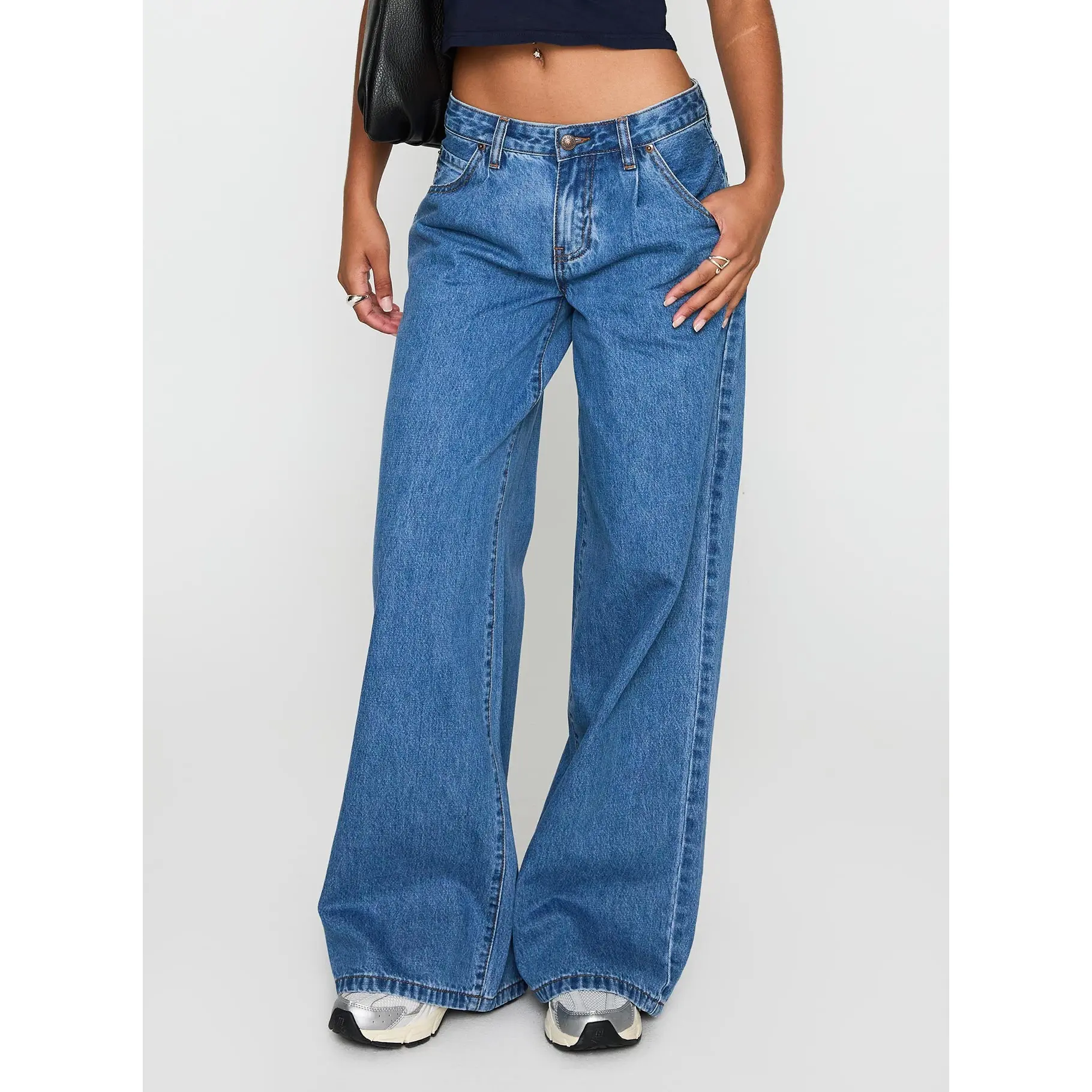 Supercut Low Rise Baggy Pleat Jeans Mid Blue