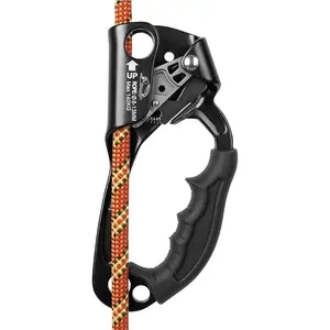 KratosXpedition Climbing Hand Ascender Rope Clamp – Heavy Duty Aluminum Alloy, Ergonomic Rubber Handle, Pro Mountaineering & Tree Arborist Rappelling Gear for 10–13mm Rope