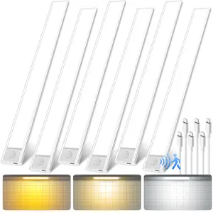 QENLAI 2Pack-6Pack 16 inch Under Cabinet Lighting 1500mAh Rechargeable Battery 80 LED Motion Sensor Closet Light Dimmable 3 Color Temperature Magnetic Wireless USB Charging Lamp for Kitchen Shelf Stairs Wardrobe