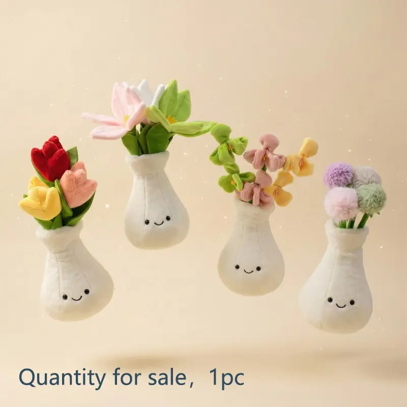 Flower Series Plush Toys, Cuddly Cute Soft Stuffed Animal, Detachable Flowers, Perfect Gift for Birthday, Valentine's Day, Wedding Anniversary, Mother's Day Decoration