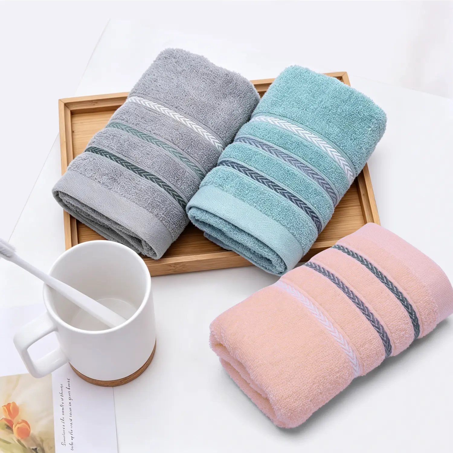 3 Pcs Premium Cotton Hand Towels,Soft Skin-Friendly & Ultra Absorbent, Ideal for Gym,Bathroom,Kitchen,Camping