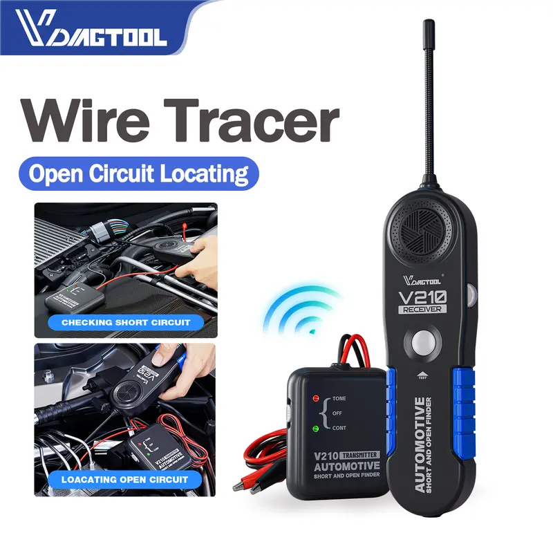 VDIAGTOOL V210 Cable Tracker Detector - DC 6-42V Automotive Continuity Tester, Open/Short Circuit Finder, Precise Wire Fault Diagnostic Tool for Car Maintenance, Home Wall Wire Detection (Father's Day Gift),father'sdaygifts