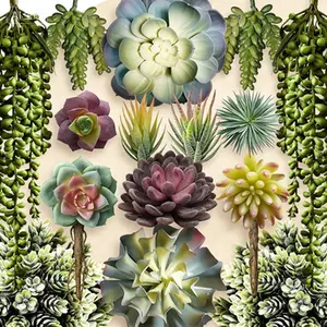 15 Pack Artificial Succulents - Premium Unpotted Fake Plants - Realistic Textured Succulent for DIY - Faux Cactus Bulk - Fake Succulent Plants for Crafting