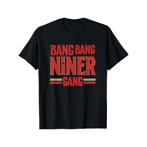graphic tees - Cotton Short Sleeve Niner Football Gang T-Shirt - men gifts