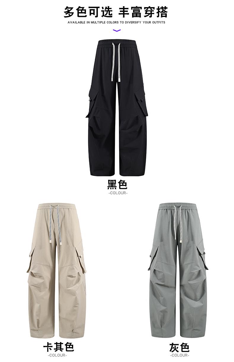 Men’s Summer Plus Size American Casual Vintage Straight Work Pants/Paratrooper Pants, Nylon Fabric, Loose and Comfortable