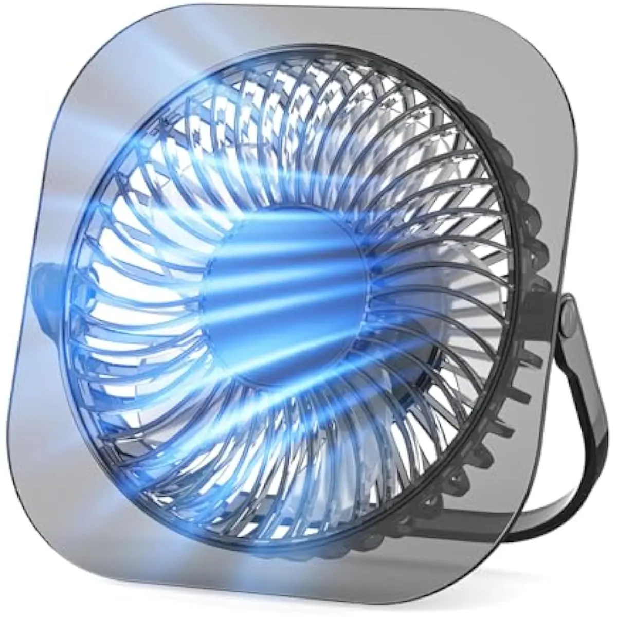 Desktop Fan with LED Night Light, 3 Adjustable Wind Speeds, Foldable & Adjustable Angle, USB Powered Ultra Quiet Personal Fan, Compact ABS Portable Cooling Fan for Home Office Bedroom Desk