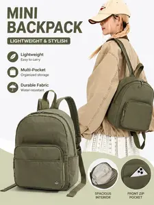 1pc Minimalist Olive Green Backpack for Women | Lightweight Water-Resistant Casual Daypack with Multiple Pockets Classic Backpacks