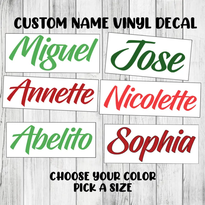Custom Any Name Any Text Vinyl Decal Personalized Lettering Permanent Sticker Organiser, Bottles, Cups, Canister, Laptop, Luggage, Car, Truck, Window, Wall