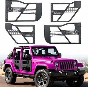 MONOKING 4PCS DIY Paintable USA Flag Tube Doors for 2018-2026 Wrangler JL JLU & Gladiator JT 4-Door, Heavy Duty Carbon Steel Off-Road Safari Tubular Half Doors w/Tactical Molle Panels