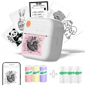 Portable Mini Sticker Printer, Thermal Label Maker, 1 Count Portable Wireless Thermal Printer with Paper, USB Rechargeable Wireless Mini Printer for Photo, Journal, Memo
