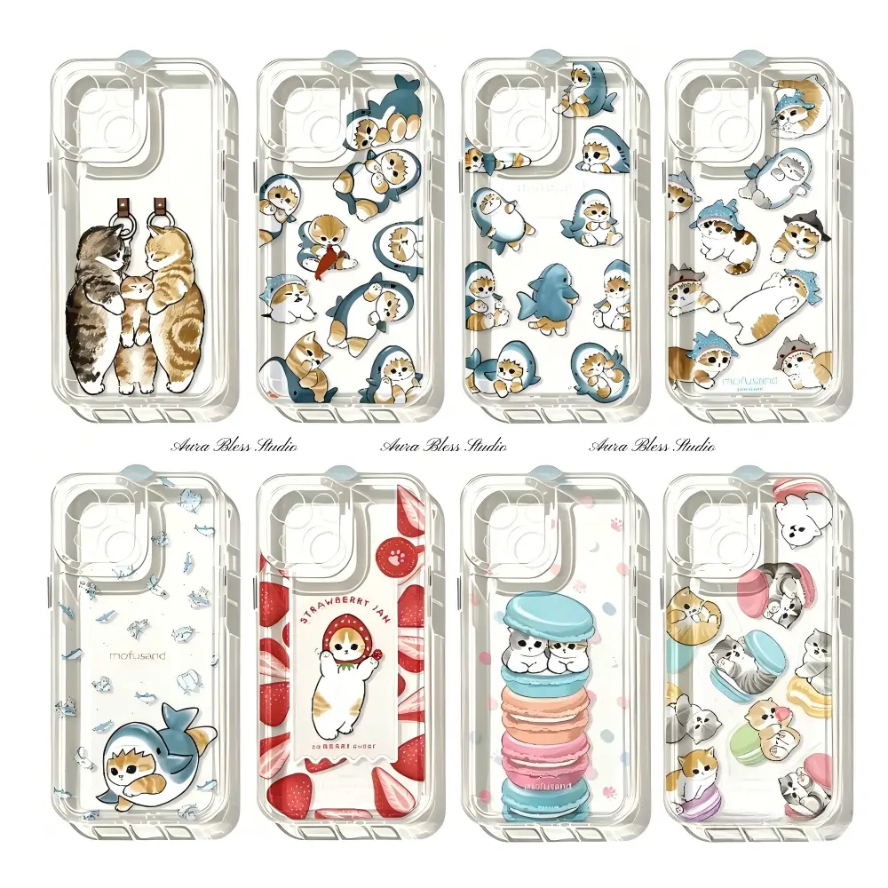 Hot Kawaii Cat Cute Mofusand Phone Cases For iPhone 17 Promax Air 16 15 14 Pro Max Plus 13 12 11 Transparent Soft TPU Shockproof Protective Cover Gifts For Birthday Holiday