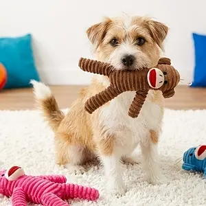 Durable Chew Toy for Dogs, Interactive Indoor Play, Squeaky Plush Monkey Dog Toy, Suitable for All Sizes, Relieves Teething Discomfort