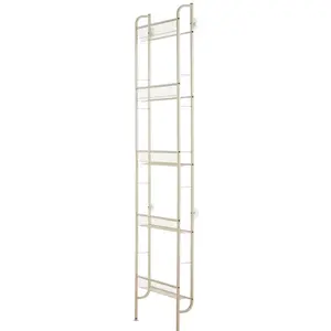 Slim 5-Tier Bathroom Organizer Shelf | Space-Saving Behind Door Storage Rack for Small Spaces | Freestanding Over-The-Door Shelving Unit with Anti-Slip Base