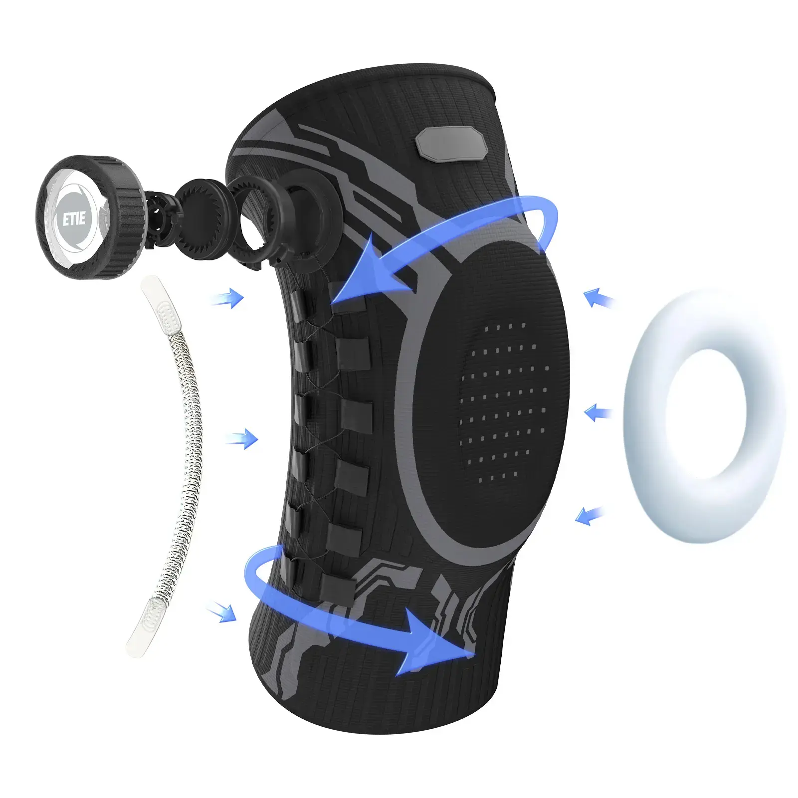 Knob Knee Brace for Pain Relief with Patella Gel Pad & Side Stabilizers, Adjustable Compression Sleeve for Arthritis, Joint Pain, Meniscus Tear, Professional Dial System, Left/Right Specific Design