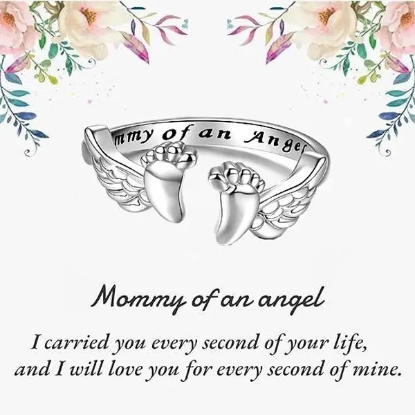 Sterling Silver Miscarriage Ring with Engraved mommy of an Angel, Loss of Pregnancy Rings Loss Mommy of an Angel Memorial Jewelry Sympathy Gift for Women Mom