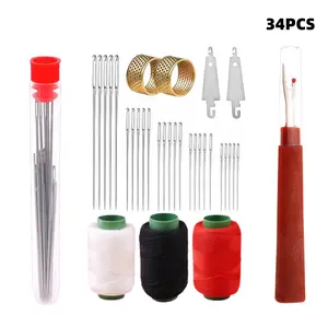 34PCS Big Eye SteelNeedles Set-Long& Thin Handmade Quilting & Sewing Needles Kit for DlY Sewing Projects