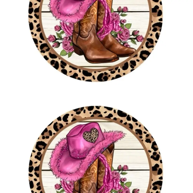 Cheetah Cowgirl Cupcake Toppers EDIBLE Cookie Topper Cowgirl Boots Pink Cowgirl Bachelorette Cookies with Leopard Print Accents