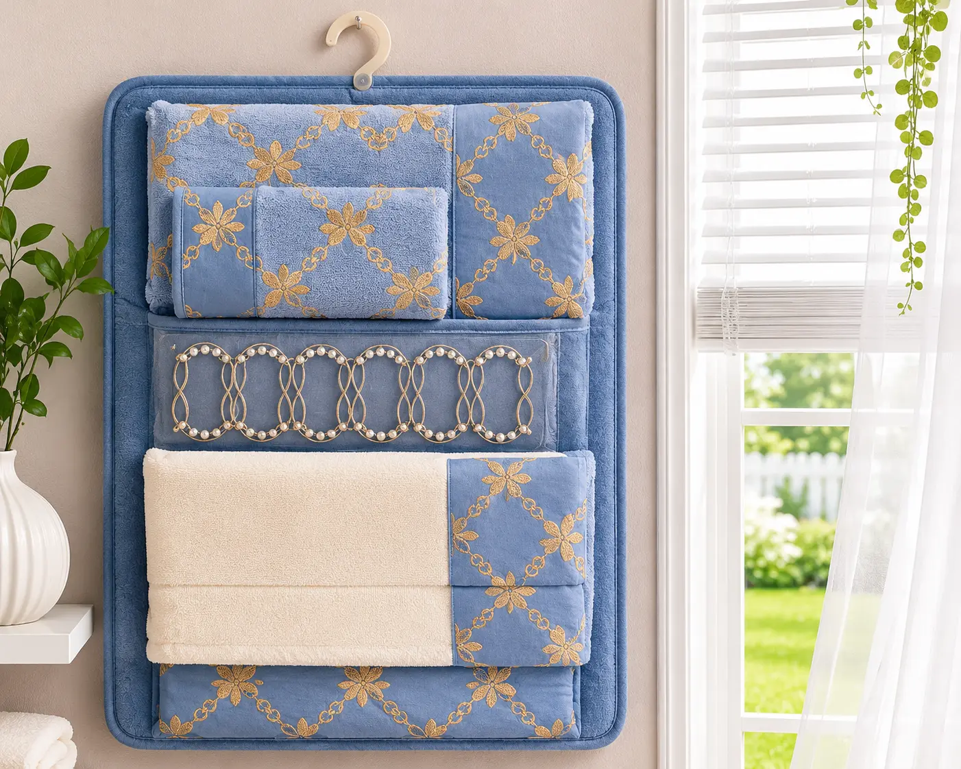 19-Piece Bathroom Bath Set, Home & Bathroom Supplies Including Carpet Rug, Shower Curtain Set
