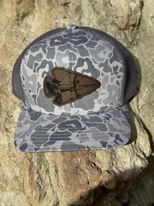 The WaterWood - Mesh 1983 Collection - 6 Panel 10 1983 Rocklash - Greystone - Laser Engraved Leather Patch- Arrow Stylish Embroidery Unique Embroidery