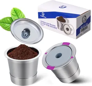 2 Pack  Stainless Steel Coffee Pod, Stainless Steel Refilled K -Cups Coffee Filter for , Universal Fit  K Cups for  Family