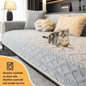 1pc Plush Quilted Sofa Cover, Pet-Friendly Non-Slip Decor, Polyester Material, Dryer Safe, Fits 1234 Imperial Chairs, Luxury Multi-Function