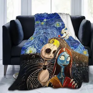 The Nightmare Before Christmas Anime Blanket Flannel Throw Blanket Lightweight Warm Blankets Living Room Sofa Bedding -60"x50"