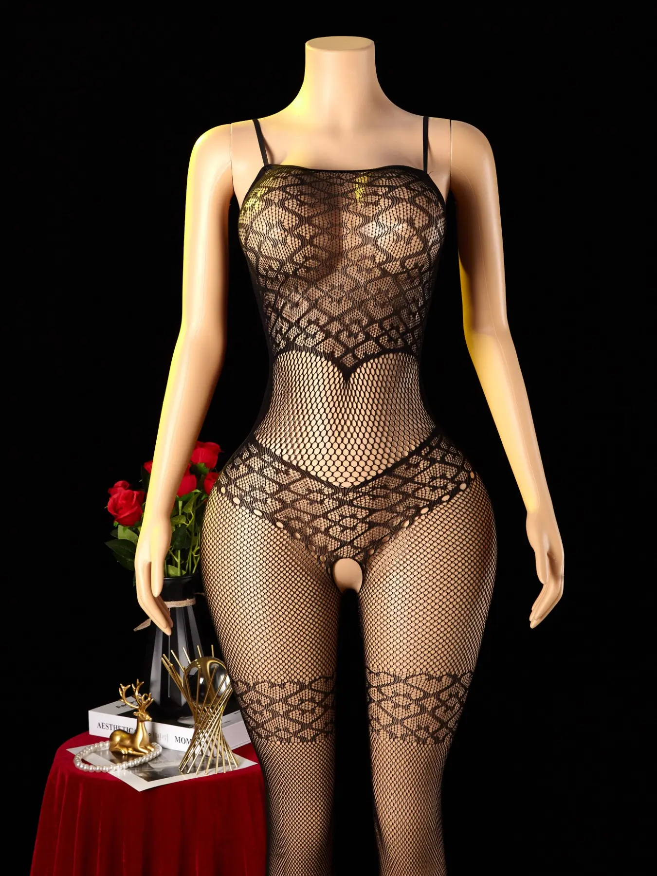 Sheer Mesh One-Piece Underwear, Full-Body Fishnet Lingerie, Sexy Sleepwear, Nightclub, Universal Size, Underwear Bodysuit