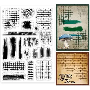 Vintage Grunge Texture Clear Stamps for Scrapbooking Brushwork Background Silicone Transparent Stamp for Card Making DIY Embossing Journaling
