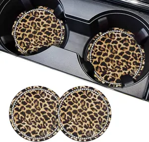 Cup Holder Coaster, 2 count   Cup Holder Insert Leopard Print, 2.75" Universal Non-Slip Cup Holders, Interior  Accessories for Women and Man (Leopard)