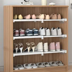 3-Piece Adjustable Storage Rack Set, Space-Saving Heavy-Duty Plastic Construction, Modern Design, Height-Adjustable, Ideal for Closet Kitchen Bathroom