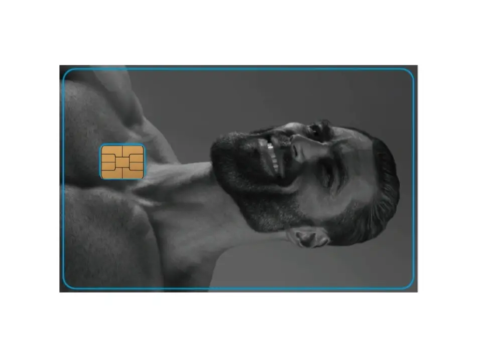 Giga Chad Meme Credit/Debit Card Skin Sticker Cover (Small Chip) | Gigachad Sigma Meme Credit Card Skin | Glossy Card Sticker | Sigma Male Meme