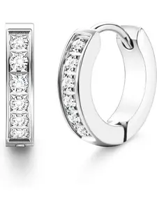 316L Stainless Steel Hoop Earrings for Men Women Hypoallergenic Cubic Zirconia Silver/Black/Gold Hoop Earring Sets Huggie Cartilage Earrings for Women Men Hoops 13 mm 20 mm