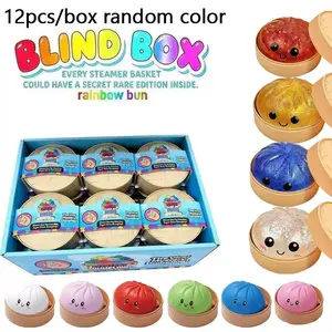 12pcs Colorful Smiley Baozi Stress Relief Toys, Soft Slow-Rebound Food Dolls, Anxiety Relief, Perfect Party Gift, Classroom Reward, Includes Steamer Basket