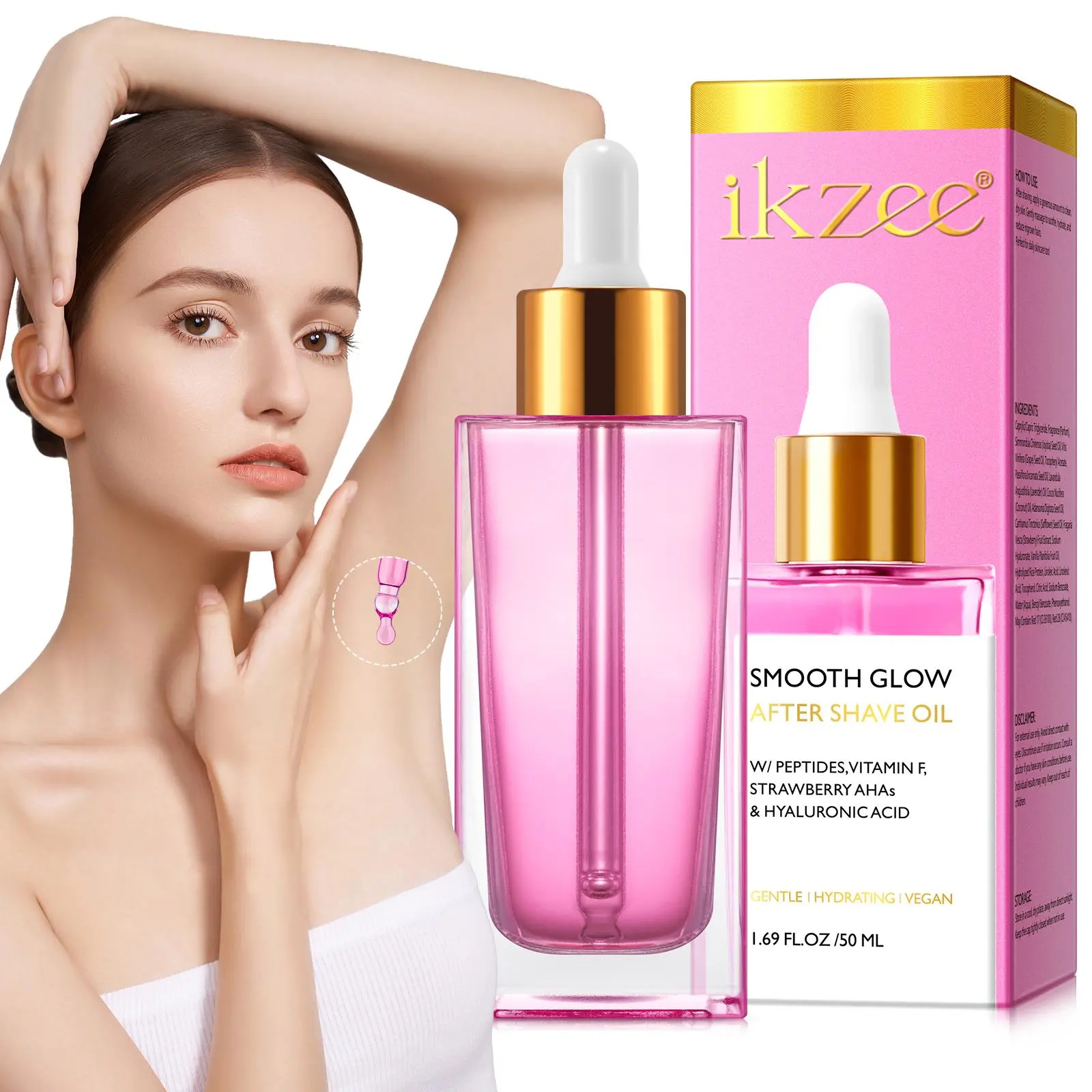 Ikzee Women's Aftershave Moisturizing Essence 50ML Bottle, Gentle Soothing Hydration, Prevents Hair Growth Inward, Natural Fruit Enzyme Flavor, Post Shave Moisturizer, Aftershave Scent, Aftershave Smooth, After Shave Oil
