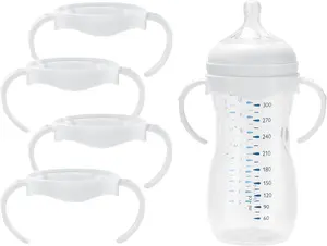(4 Pack Bottles Handles for  Avent   Bottle, Quick Install & Easy for Little Hands to Hold, White