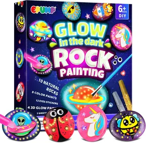 Glow in The Dark Rock Painting Kit for Kids Ages 6-12 – Indoor & Outdoor Stepping Stones Crafts Set, Arts and Crafts Supplies, Creative Gift for Boys & Girls