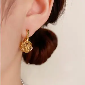 LisiZen Crystal Ball Hoop Earrings 14K Gold Plated Sparkling Zircon Design, Minimalist Chic Fashion Jewelry Cold Style Statement Earrings for Women DZEH3359