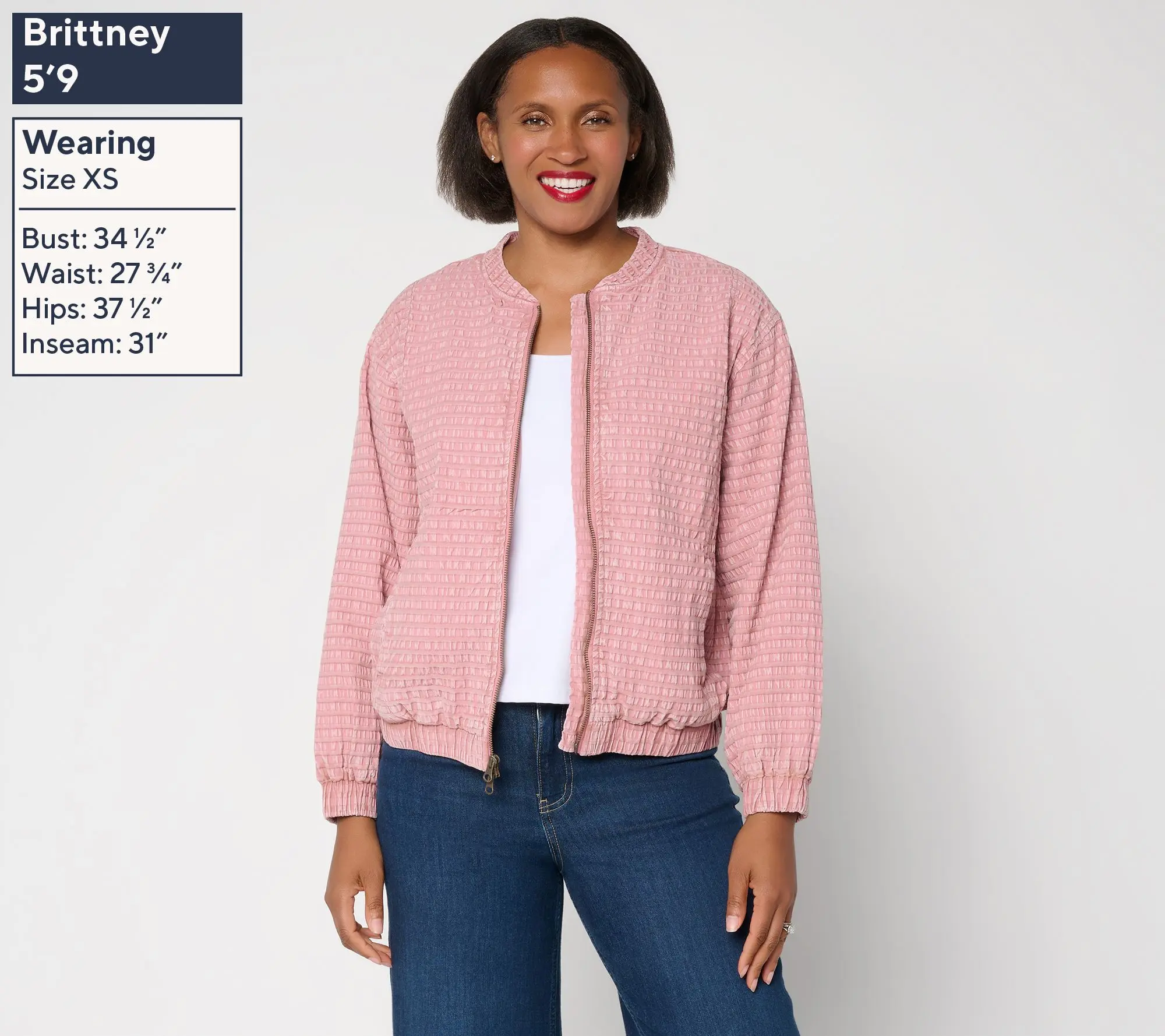 LOGO Lavish by Lori Goldstein Zip Front Textured Jacket