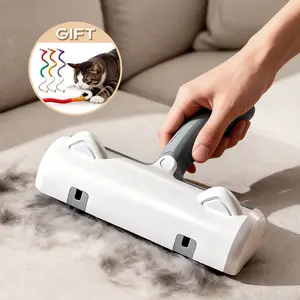 【Game-Changing】Reusable Pet Hair Remover Roller - Static Fur Remover for Dogs & Cats - Perfect for Furniture, Carpet & Bedding  - Washable Lint Roller with Large Dustbin & Cute Design - Bonus Cat Chew Toy Included, Easter Gift