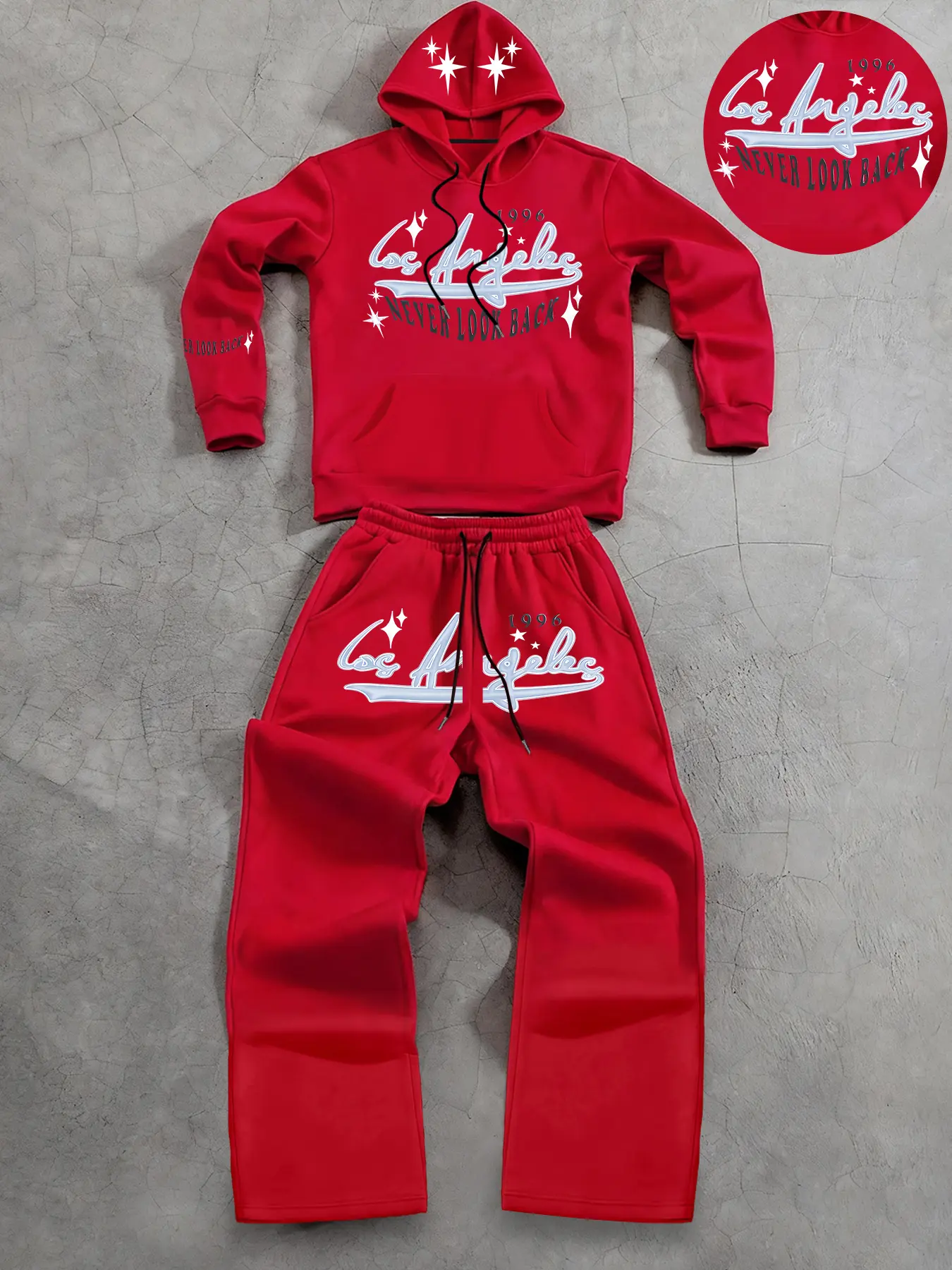 Men's Hooded Long Sleeves Sweatshirt & Straight Leg Pants Two Piece Set, Trendy Letter Print Design, Comfortable Loose Casual Wear for Fall Winter