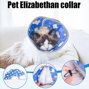 Adjustable Elizabethan Collar for Dogs & Cats, Prevents Licking Wounds, Post-Surgery Cone, Magic Tape Closure, Sizes S M L