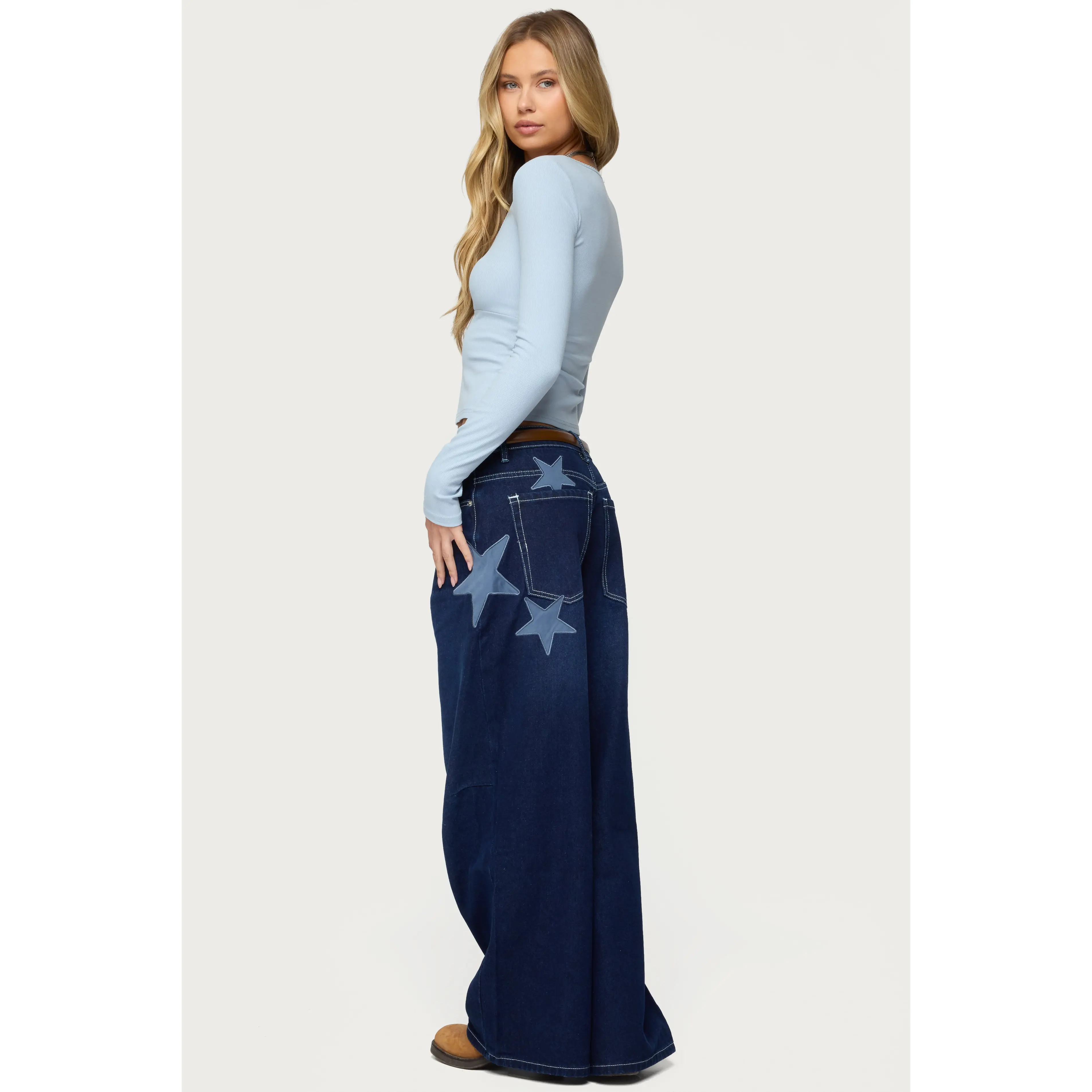 Trish Stars Low Rise Baggy Jeans