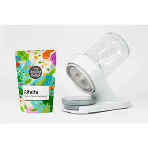 Starter Bundle: Organic Alfalfa Sprouting Seeds (8oz) + Sprouter – Microgreens Grow Kit from The Sprouting Company