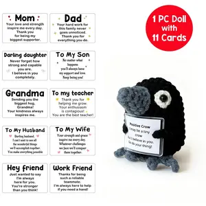 Handmade Emotional Support Crow - Soft Stuffed Animal - 10 Changeable Positivity Cards - Easter Basket Stuffer & Teen Girl Gift - Aesthetic Desk Decor & Healing Buddy - Cuddly Stuffed Animal