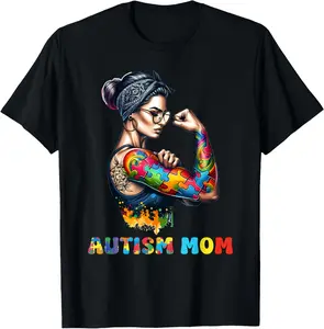 100%cotton Autism Mom Autism Awareness Strong and Proud Autistic Kids T-Shirt Top Vintage Statement Everyday
